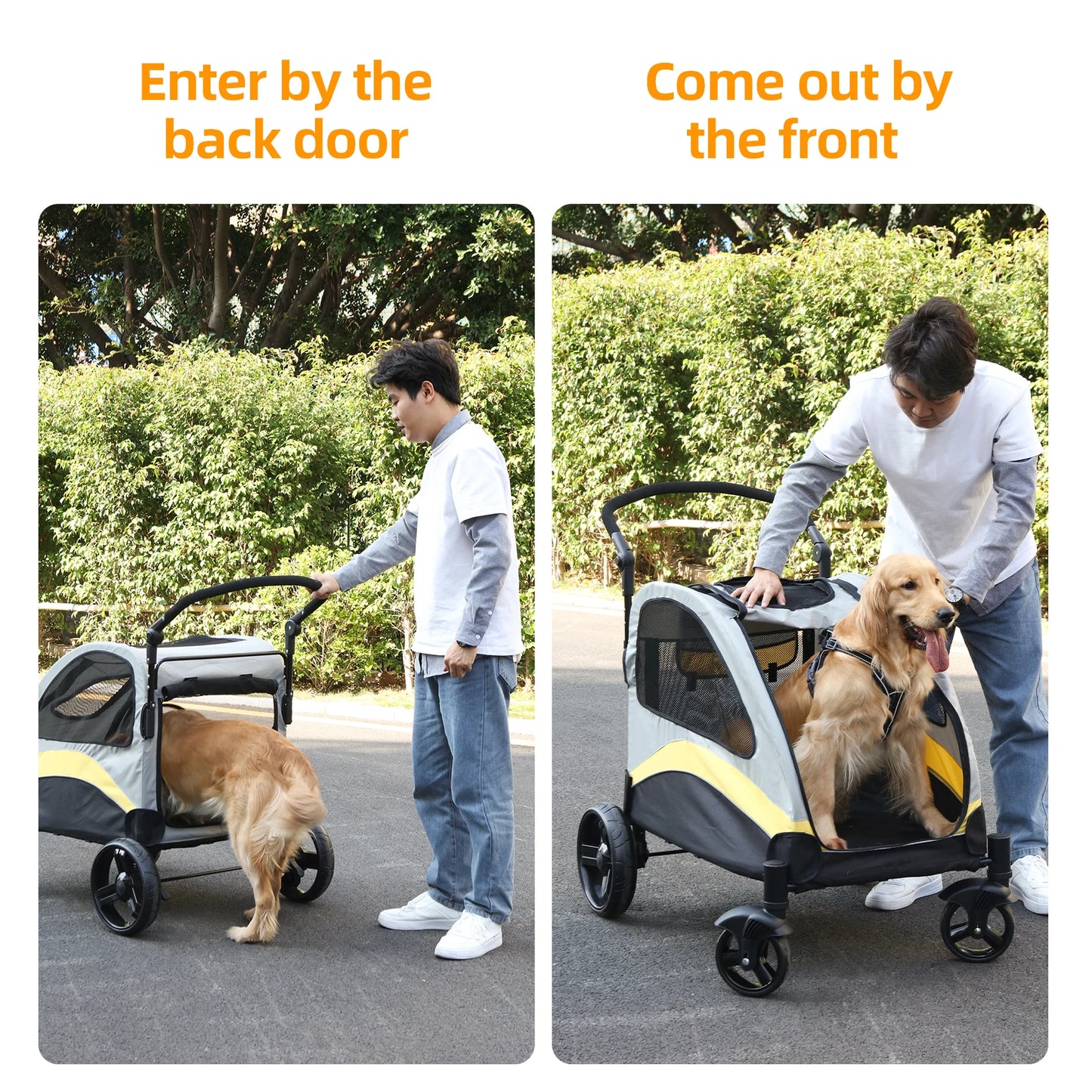 Pet Jogger Wagon Foldable Animal Carrier Load Up To 55kg