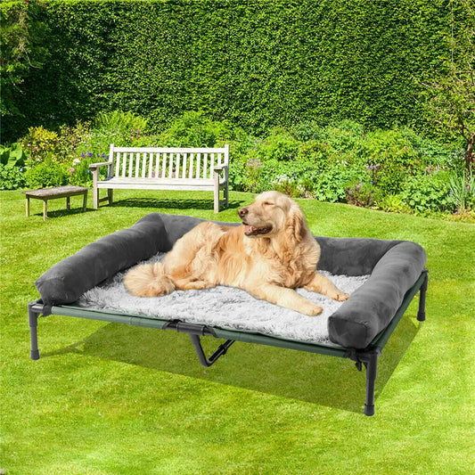 Elevated Pet Lounger Bed, with Detachable Bolster, L XL 2XL