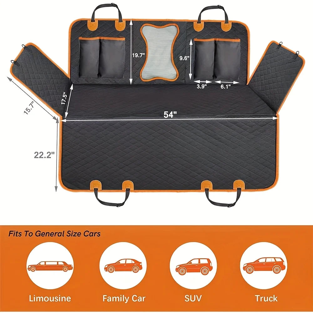 Heavy Duty Back Seat Waterproof Pet Hammock Cover for Cars,