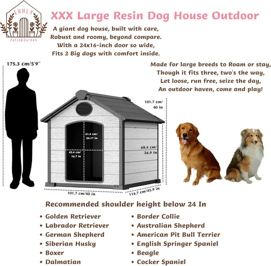 46" Large Dog House Outdoor Weatherproof