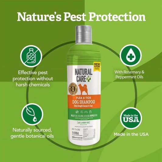 Natural Plant Extracts Peppermint Flea and Tick Shampoo Safe for dogs 12 Weeks and Older Biodegradable 12oz