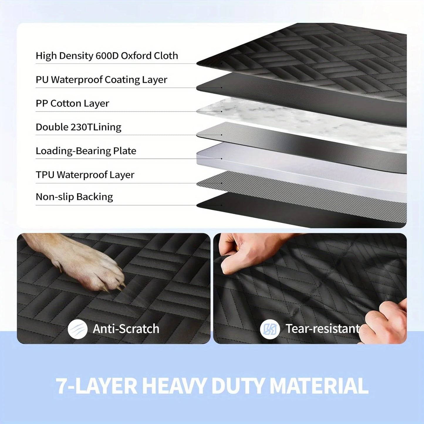 , Hard Bottom Back Seat Extender for Dogs, Holds 400lbs, Scratch-Proof Waterproof