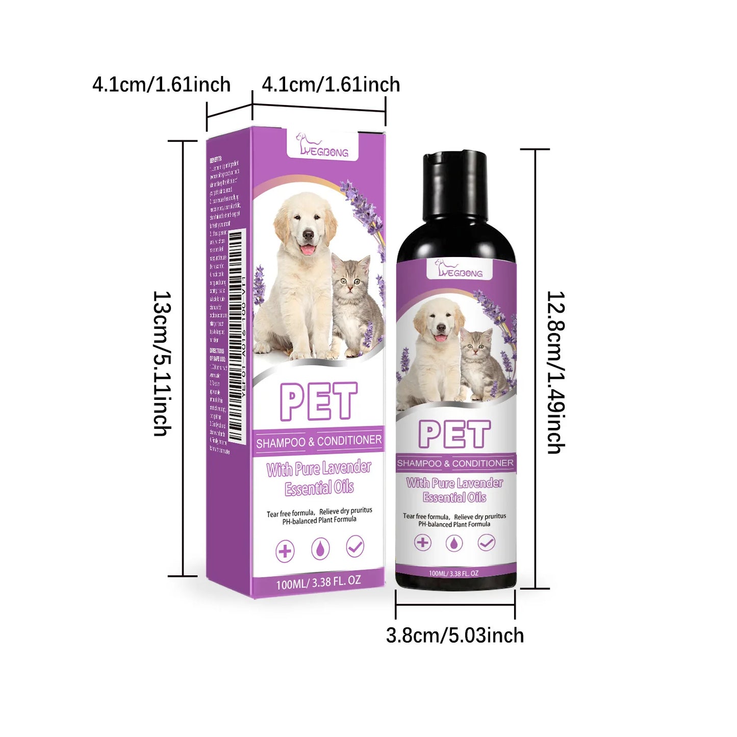 Yegbong 100ml Pet Shampoo Conditioner Relieve Itching, Ph Balance