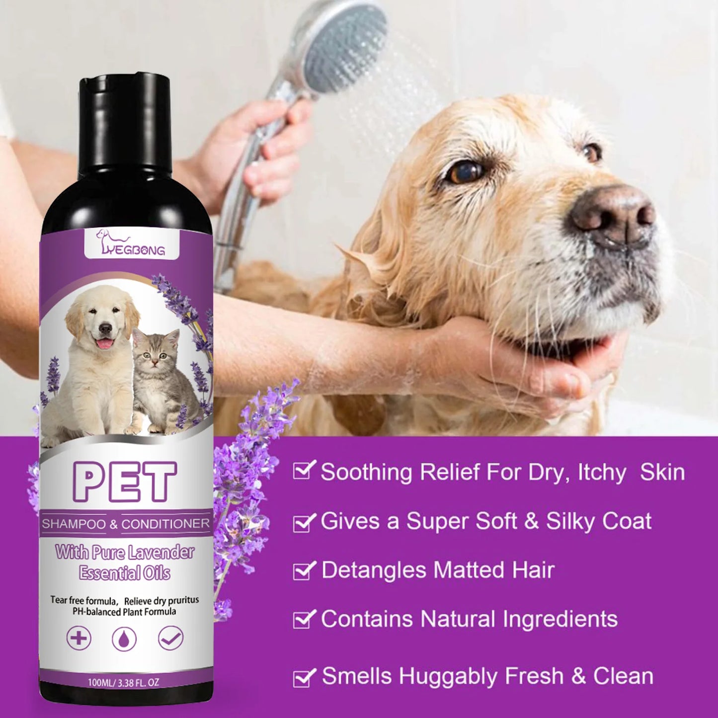 Yegbong 100ml Pet Shampoo Conditioner Relieve Itching, Ph Balance