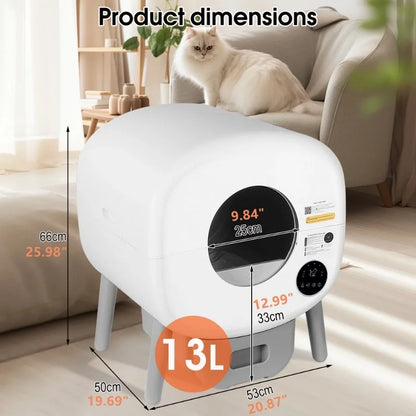 Extra Large Automatic Self Cleaning litter Box, Odor-Free, App-Controlled, Ambient Light Waste Disposal
