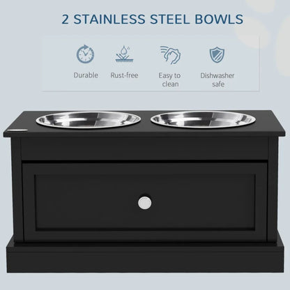 Large Elevated Dog Bowls with Storage Drawer Containing 11L Capacity