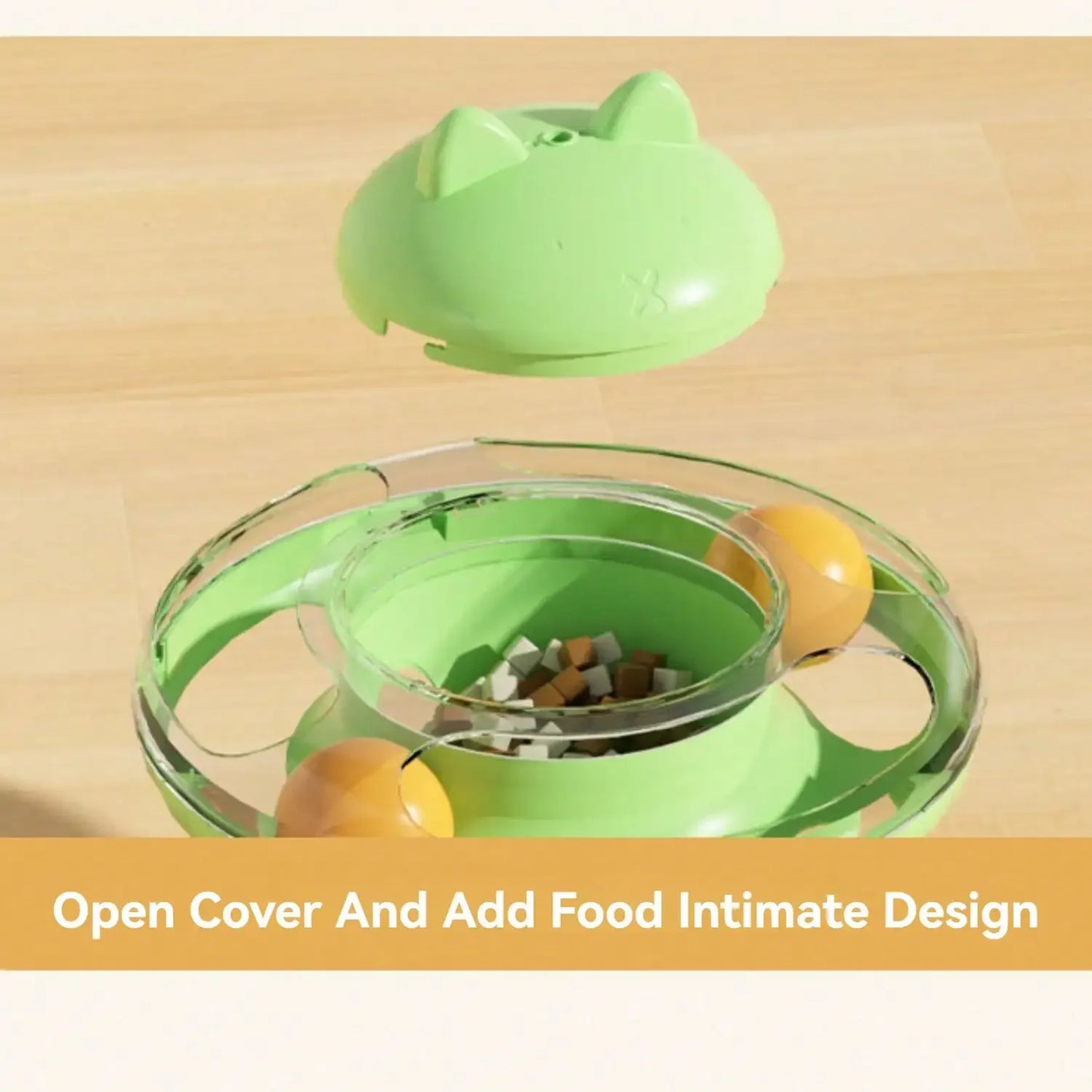 Indoor Cat, Toy Feeder 360° Rotating  Food Dispenser Feeder