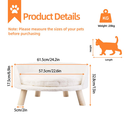 Raised Cat, Small Dog Couch Bed Removable Cushion