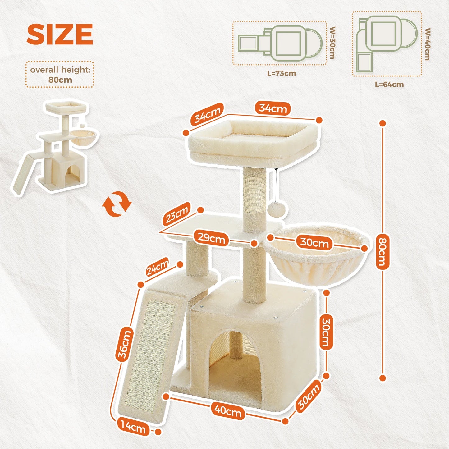 Indoor Cat Scratching Posts, Hammock,  Removable Top