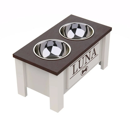 Elevated Dog Bowls with Internal Storage, Double Stainless Steel Dish Separate Design