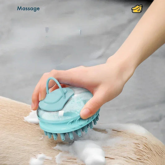 Massage Silicone Dog Bath Brush With Soap Dispenser