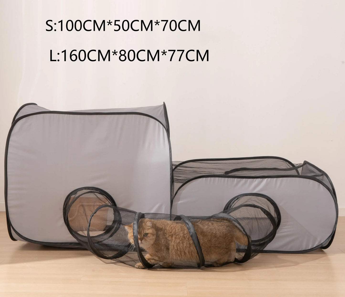 Square Cats and Dogs Oxford Cloth with a Play Tunnel Foldable Pets Nest
