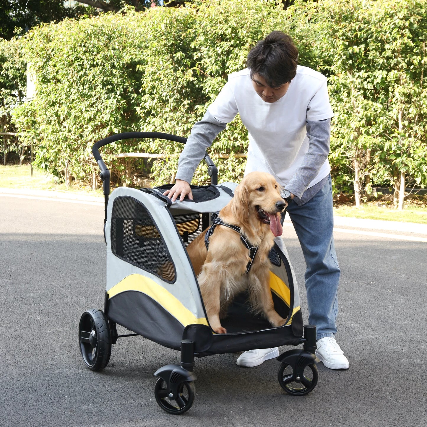 Pet Jogger Wagon Foldable  Animal Carrier Load Up To 55kg