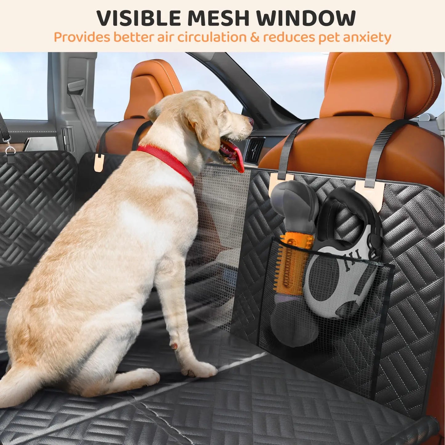 Hard Bottom Rear Seat Extender Heavy-Duty Anti-Scratch Washable Dog Hammock for Cars and Suvs