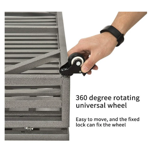 52" Heavy Duty  Large Dog Strong Metal Dog Kennel, 4 Lockable Wheels