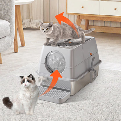 Stainless Steel Covered Litter Box with Top Entry
