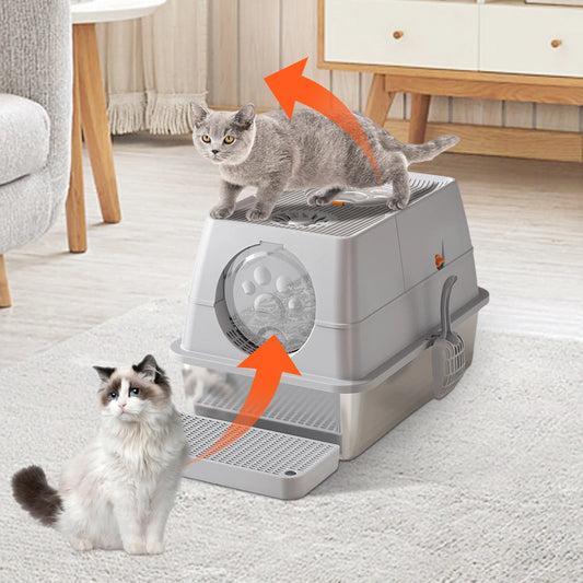 Stainless Steel Covered Litter Box with Top Entry