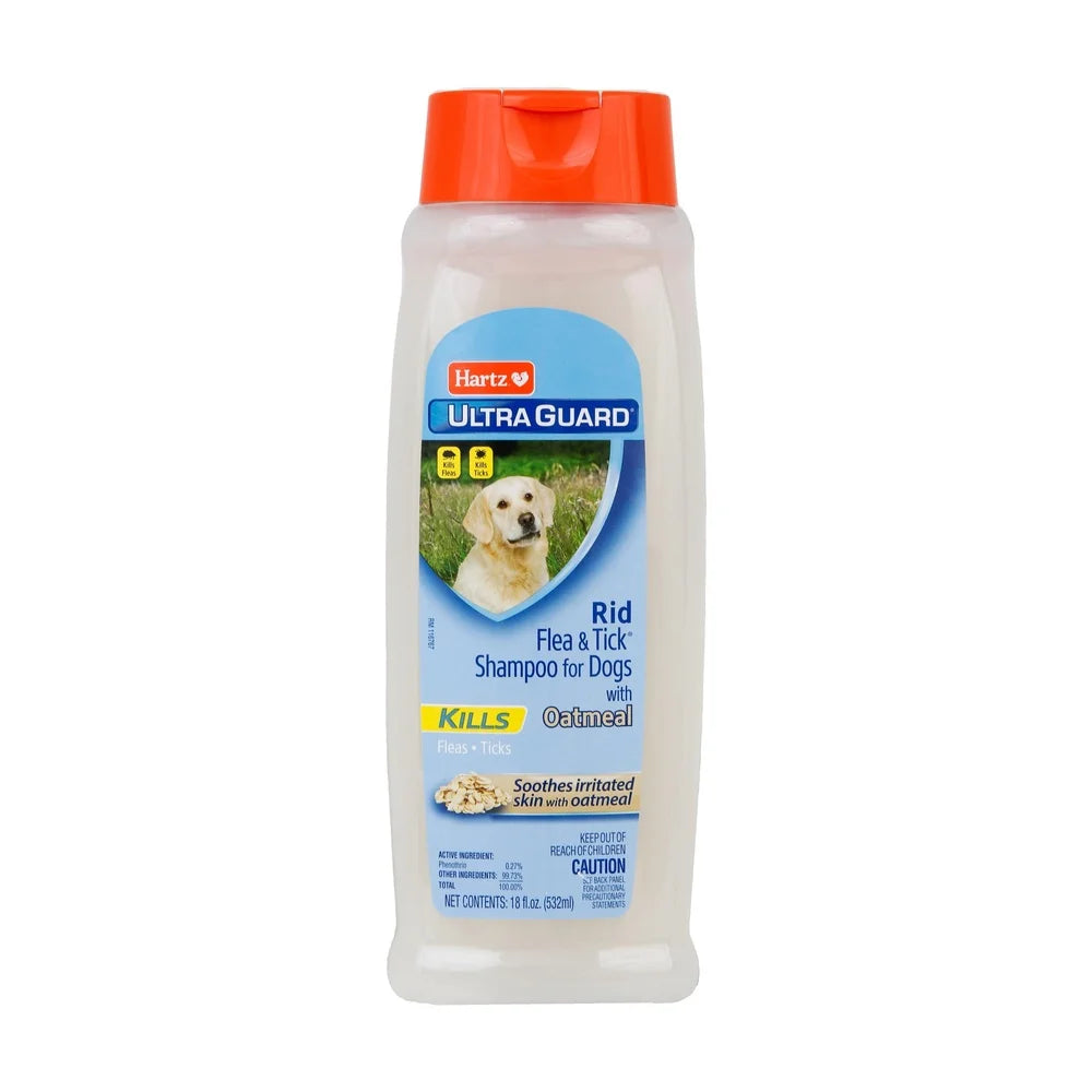 UltraGuard Flea Tick 3 Pack 18oz Oatmeal Shampoo Cleansing Formula Soothe Dry Skin, Vanilla Scent