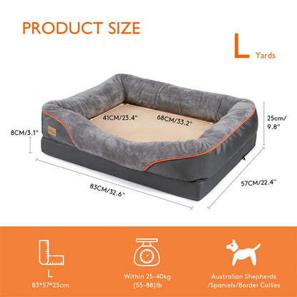 Jumbo  Orthopedic Dog  Memory  Foam Bed, Waterproof Elevated Cushion , Removable Cover