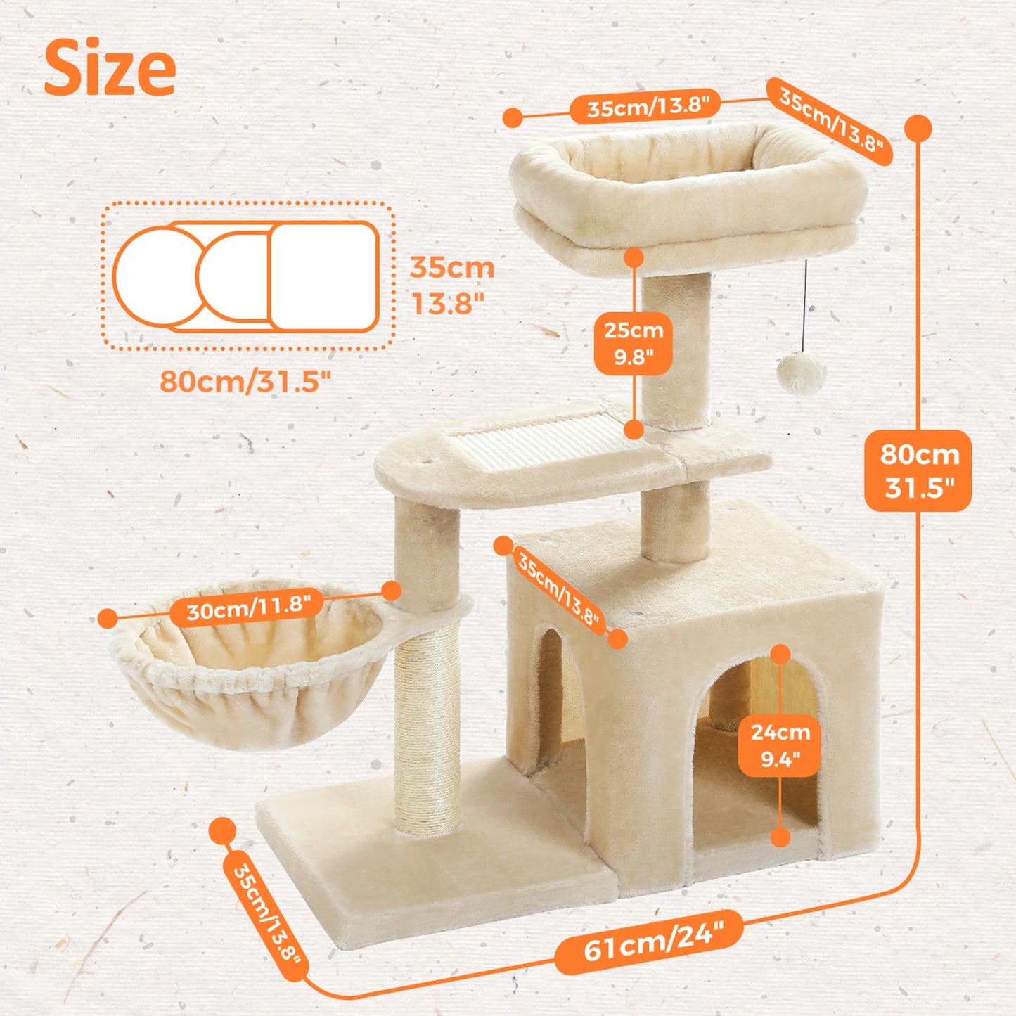 Indoor Cat Scratching Posts, Hammock,  Removable Top