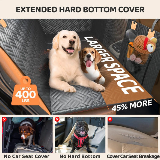 Hard Bottom Rear Seat Extender Heavy-Duty Anti-Scratch Washable Dog Hammock for Cars and Suvs