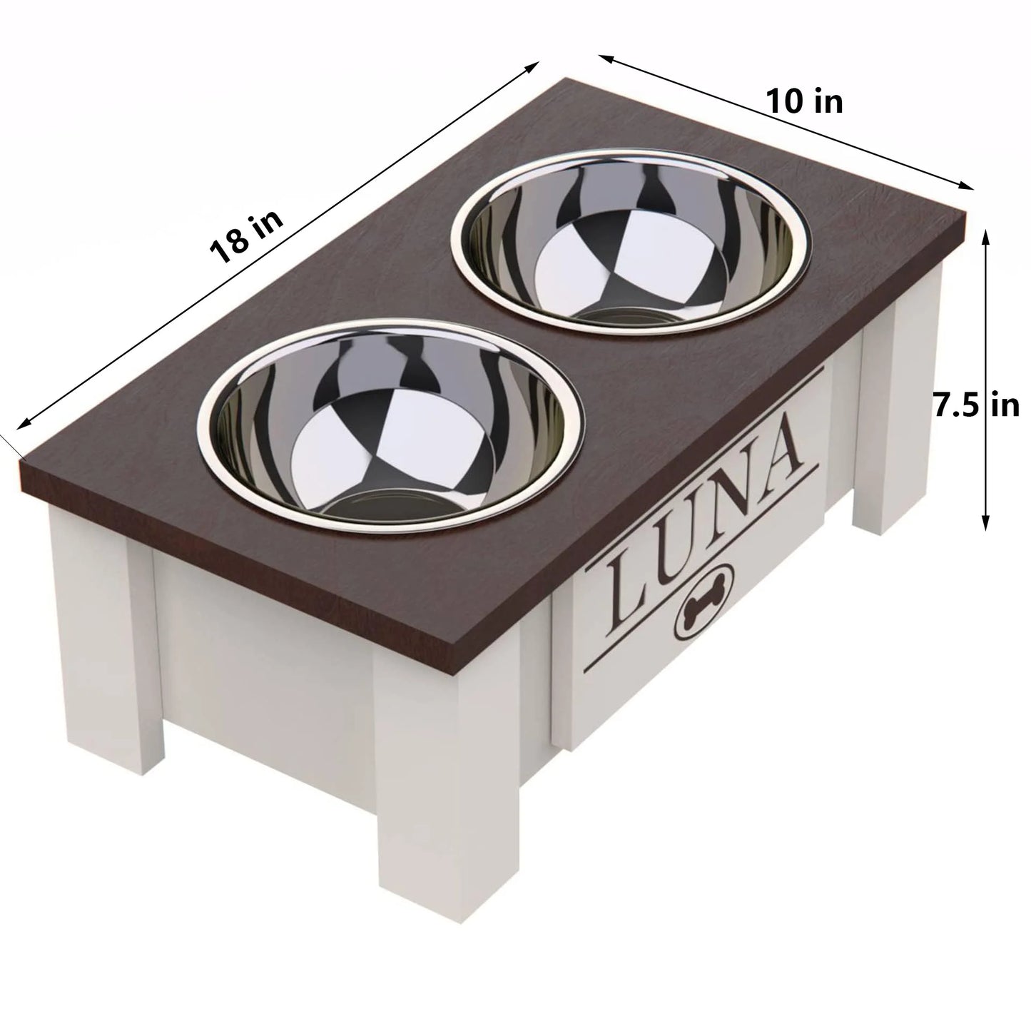 Elevated Dog Bowls with Internal Storage, Double Stainless Steel Dish Separate Design