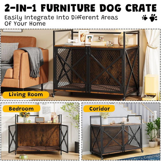 Heavy Duty Indoor Decorative End Table With Lockable Wheels For Dogs