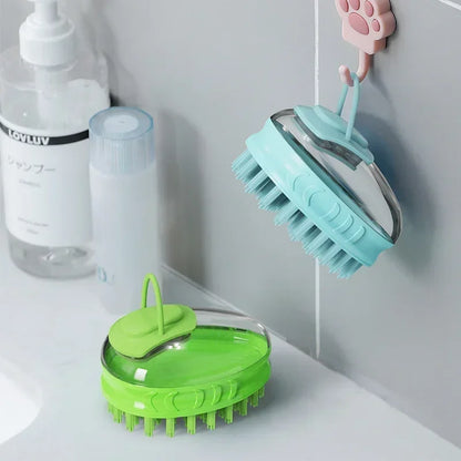 Massage Silicone Dog Bath Brush With Soap Dispenser
