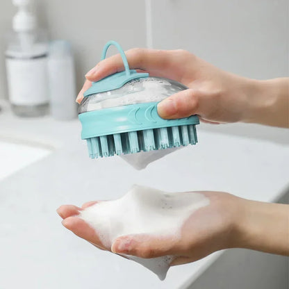 Massage Silicone Dog Bath Brush With Soap Dispenser