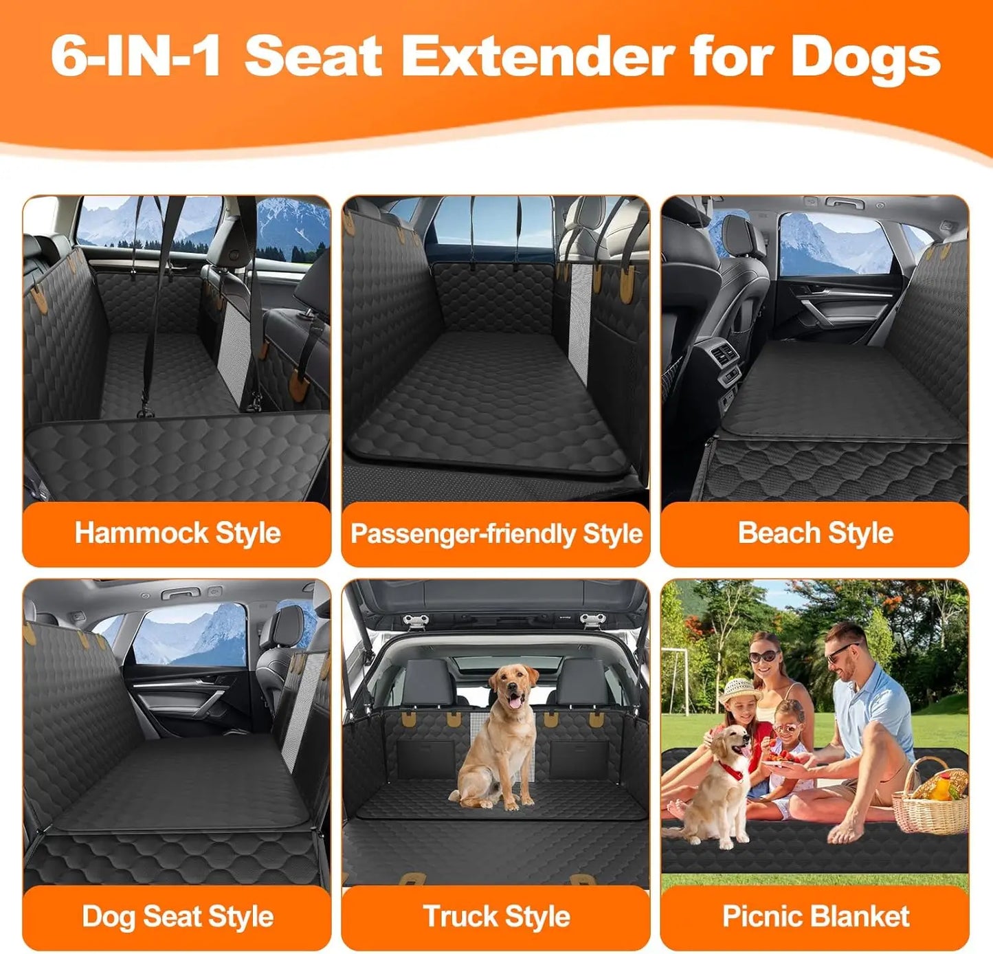 Back Seat Extender Hammock with Hard Bottom Seat Bed Supports 400lb