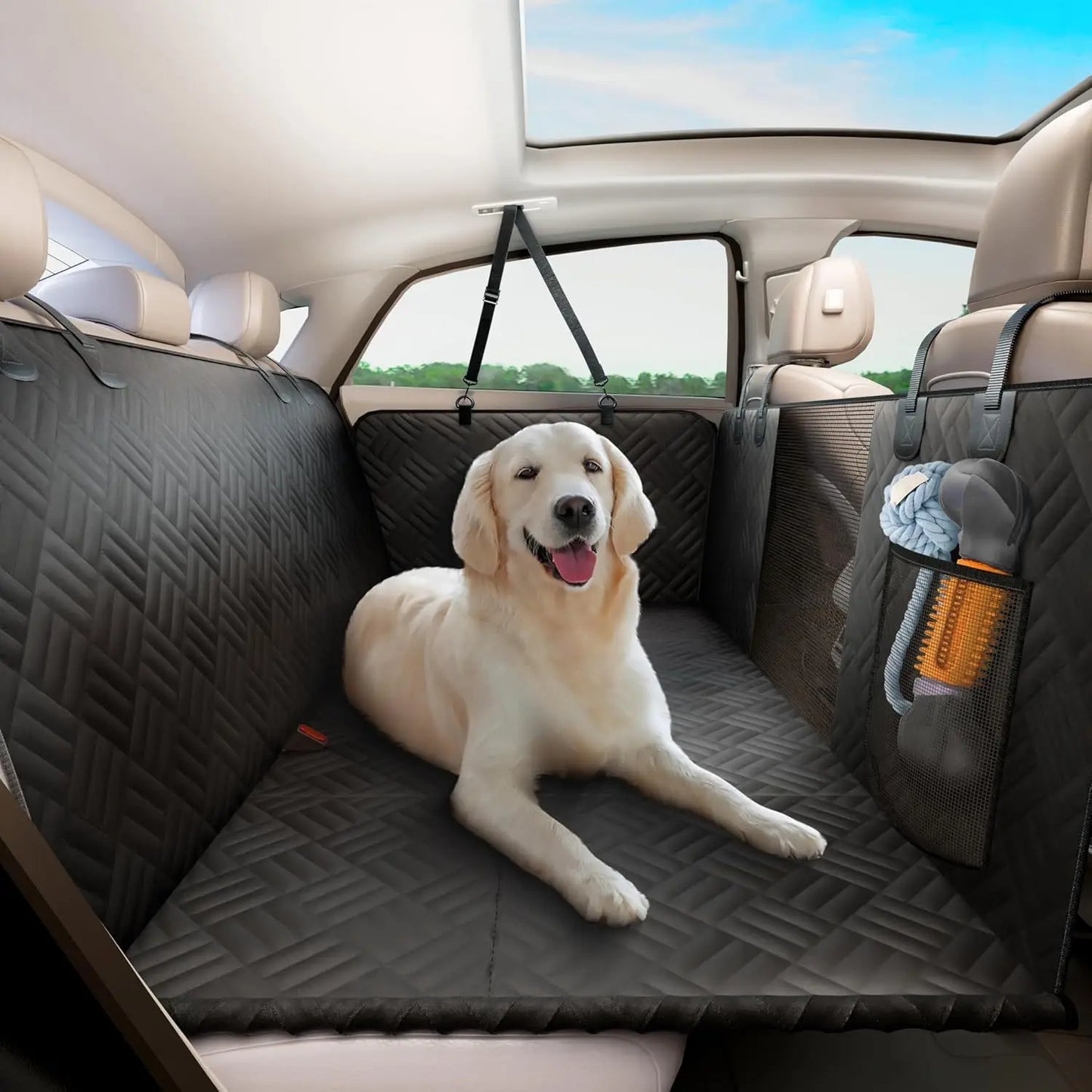 , Hard Bottom Back Seat Extender for Dogs, Holds 400lbs, Scratch-Proof Waterproof