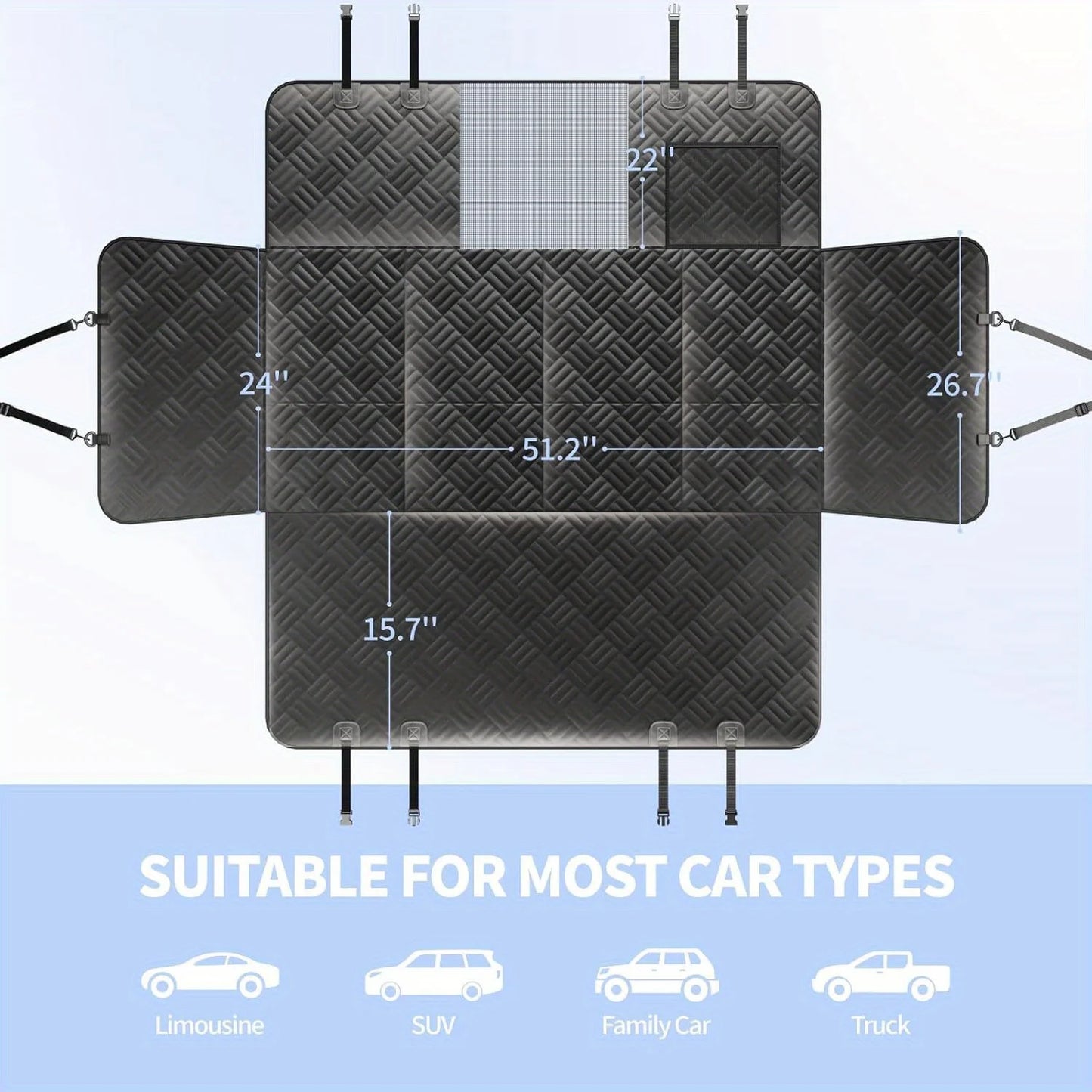 , Hard Bottom Back Seat Extender for Dogs, Holds 400lbs, Scratch-Proof Waterproof