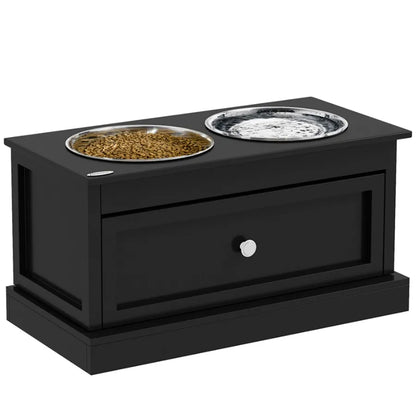 Large Elevated Dog Bowls with Storage Drawer Containing 11L Capacity