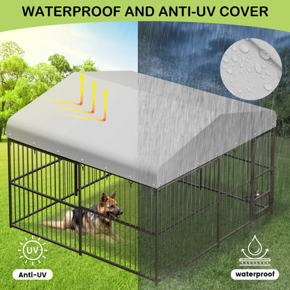 Outside Heavy-Duty Dog Cage Walk-in Pet Playpen with Roof， Double Lock, Enclosures with UV-Resistant