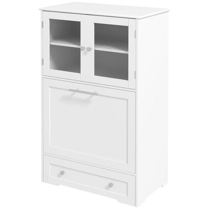 Dog Feeding Station with Two Storage Cabinets 2 Elevated Dog Bowls Side Hooks Antitip Kit