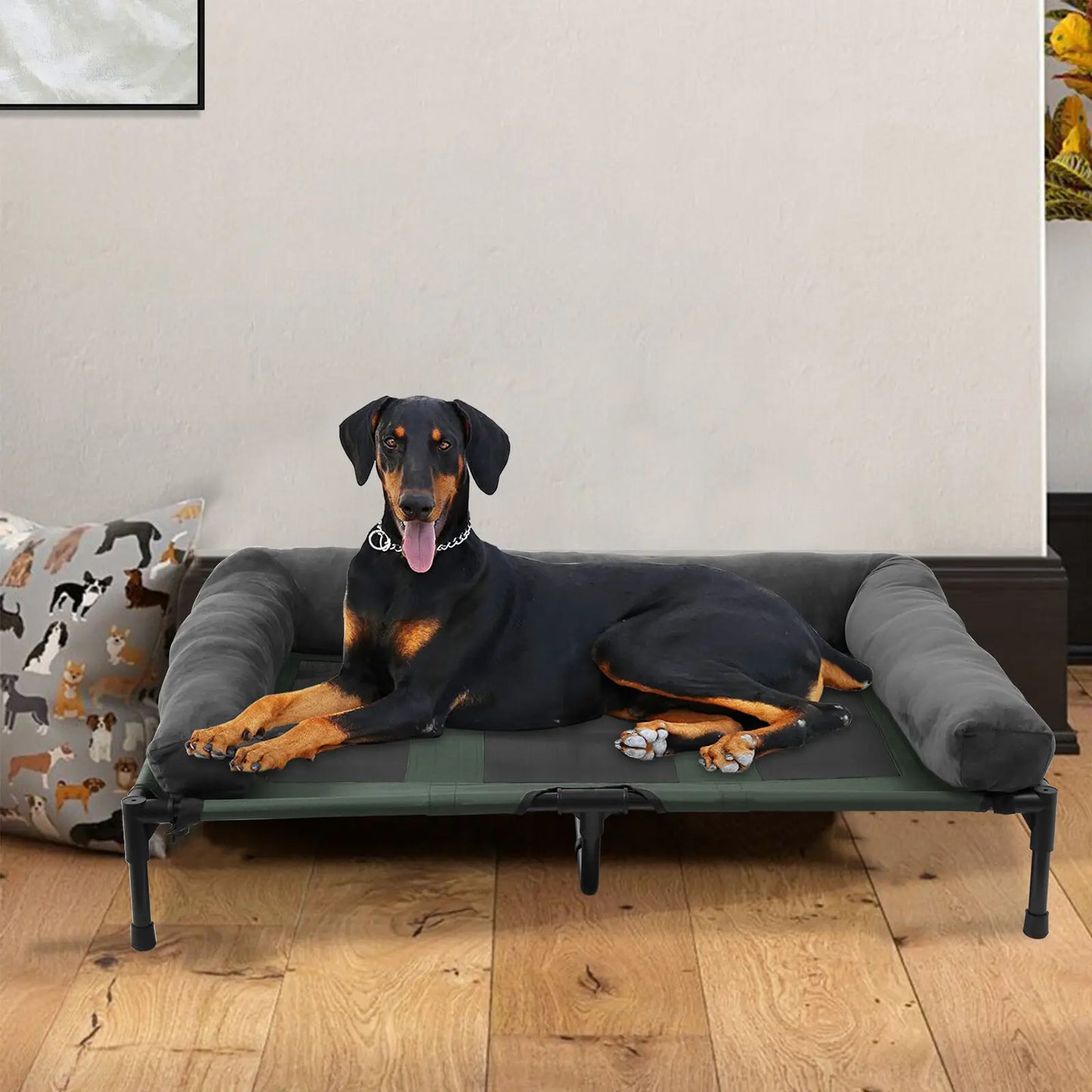 Elevated Pet Lounger Bed, with Detachable Bolster, L XL 2XL