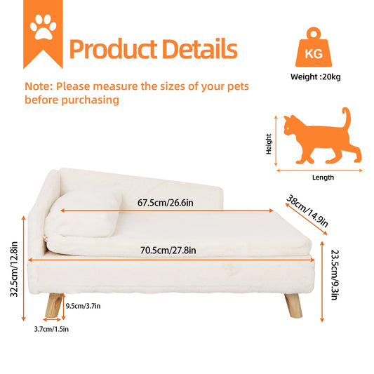 Nordic Cozy Pad Waterproof, Pet Sofa Bed with Sturdy Wood Legs for Small Dog Kitten